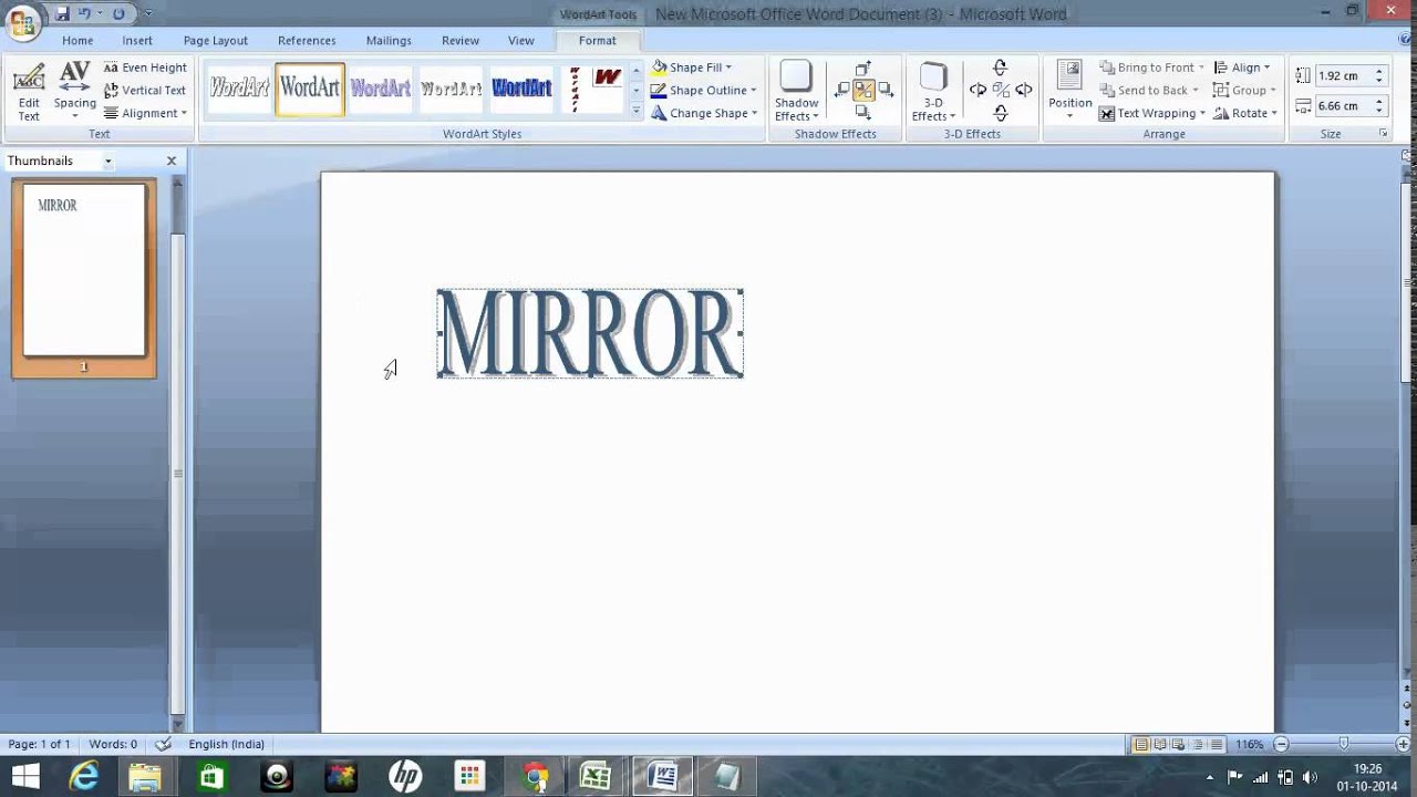 How to flip an image in microsoft word 2007